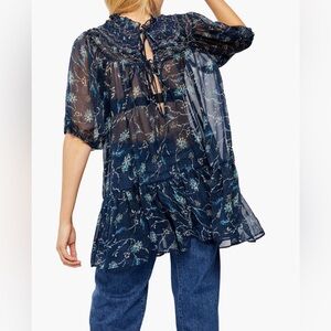 Free People Navy sheer tunic 💙